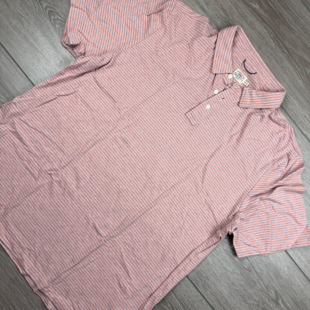 Faherty Mens Polo Shirt Short Sleeve Striped Pink Blue XXL